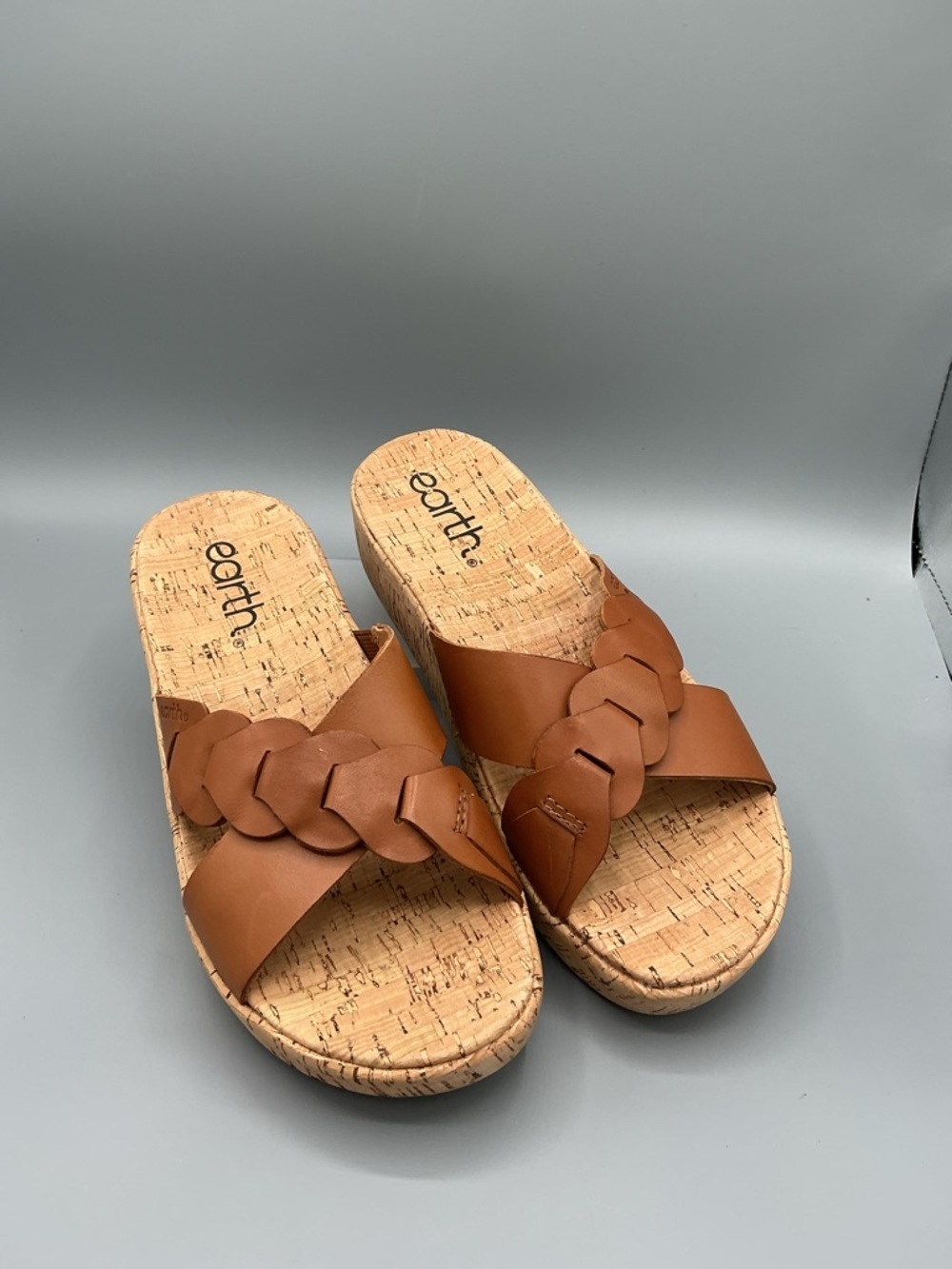 Earth Scotti Women's Braided Slide Sandals - Dk Natural, size 7.5 NEW